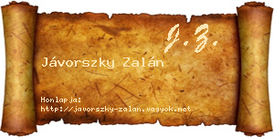 Jávorszky Zalán névjegykártya